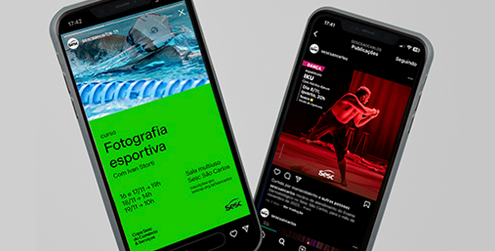 Celulares com artes feitas para o Sesc São Carlos