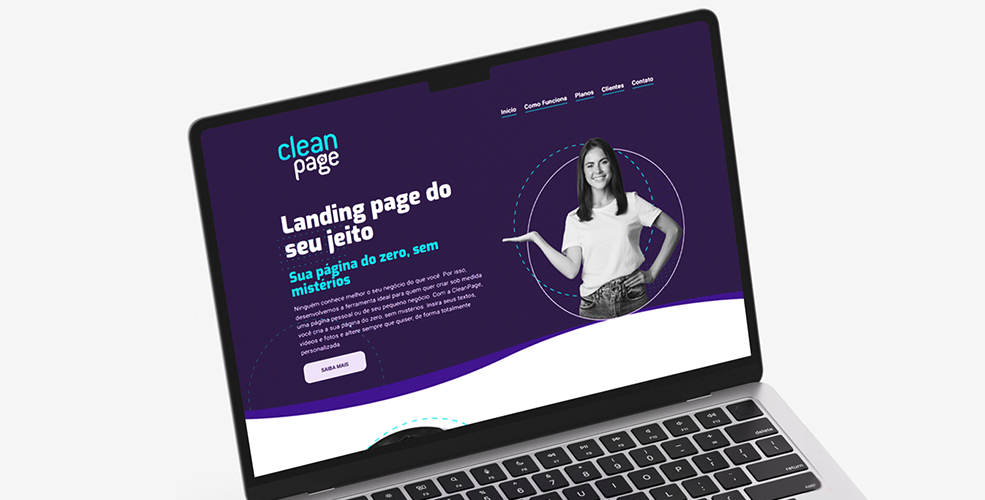 Computador com o site Clean Page