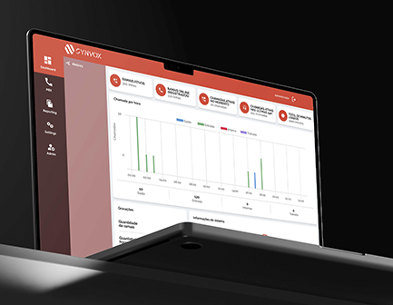 Computador com o software Synvox