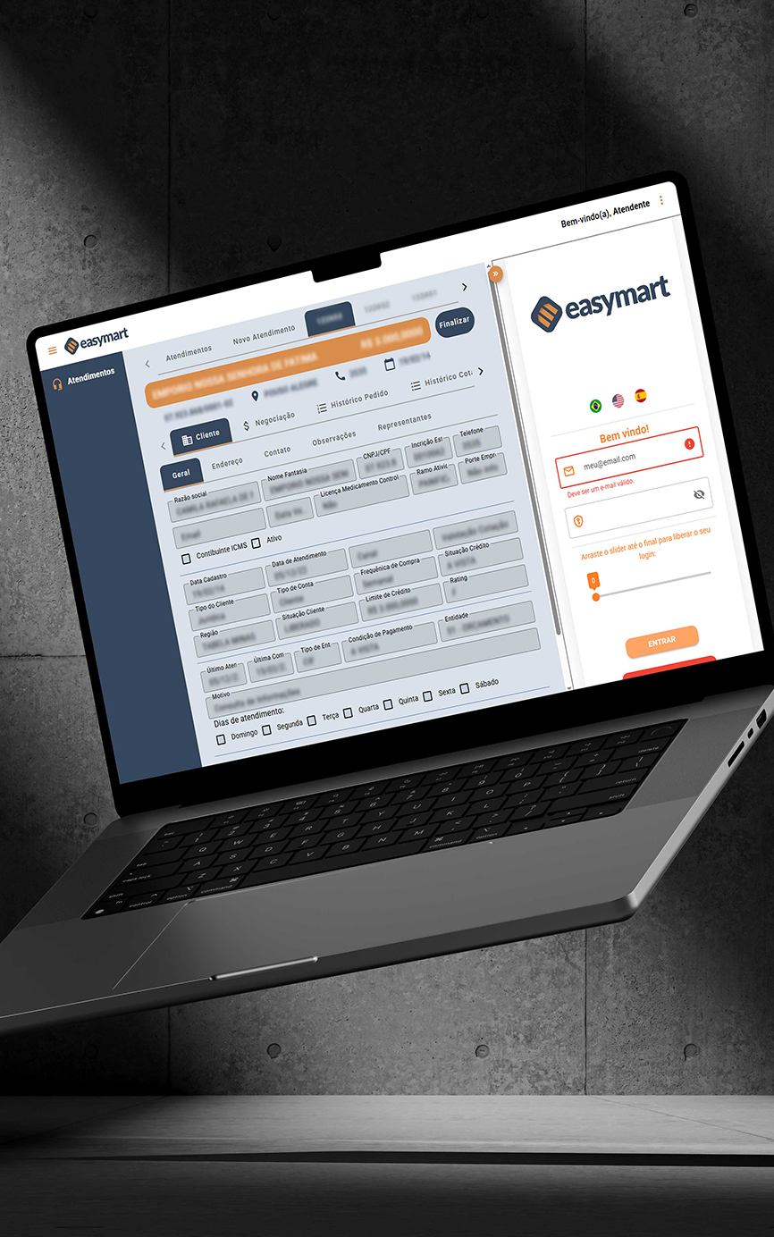 Computador com o software EasyMart